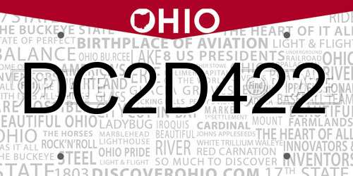 DC2D422 Ohio License Plate