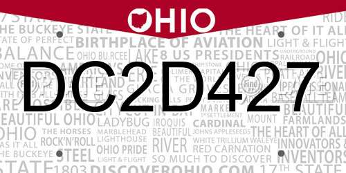 DC2D427 Ohio License Plate