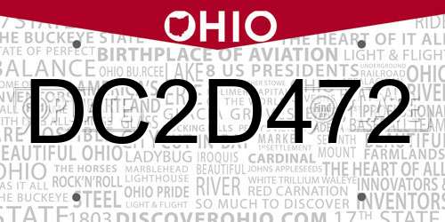 DC2D472 Ohio License Plate