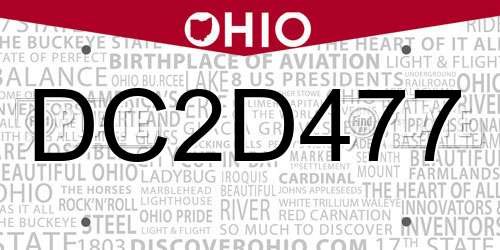 DC2D477 Ohio License Plate