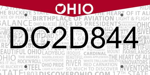 DC2D844 Ohio License Plate