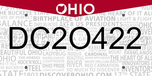 DC2O422 Ohio License Plate