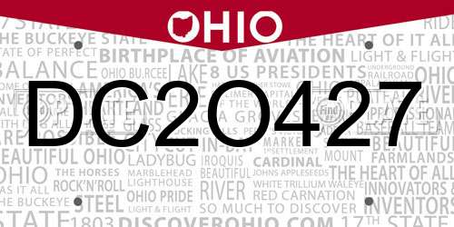 DC2O427 Ohio License Plate