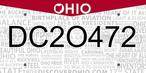DC2O472 Ohio License Plate