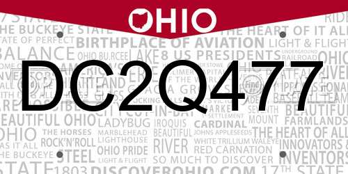 DC2Q477 Ohio License Plate