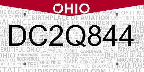 DC2Q844 Ohio License Plate