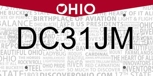 DC31JM Ohio License Plate