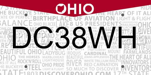 DC38WH Ohio License Plate
