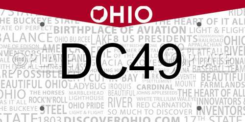 DC49 Ohio License Plate
