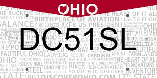 DC51SL Ohio License Plate