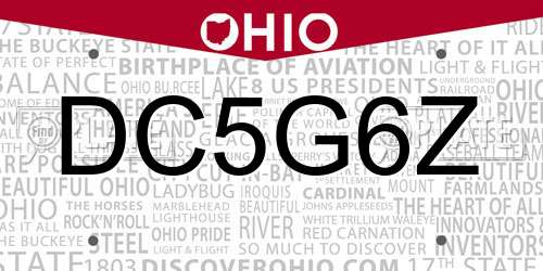 DC5G6Z Ohio License Plate