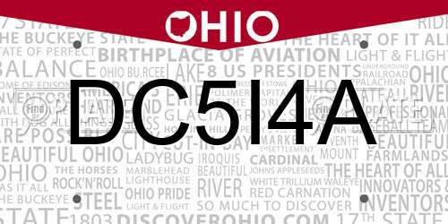 DC5I4A Ohio License Plate