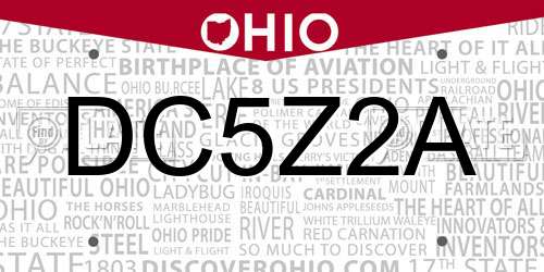 DC5Z2A Ohio License Plate