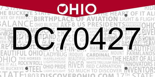 DC70427 Ohio License Plate