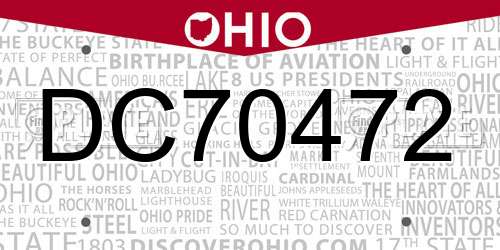 DC70472 Ohio License Plate