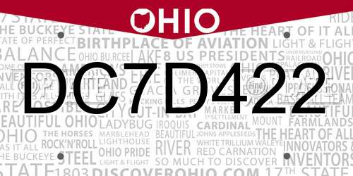 DC7D422 Ohio License Plate