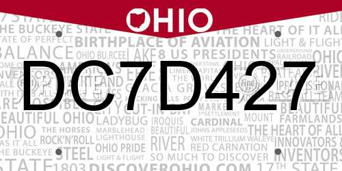 DC7D427 Ohio License Plate