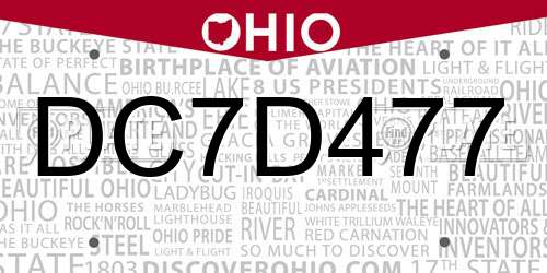 DC7D477 Ohio License Plate