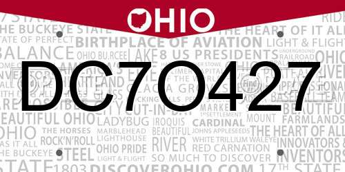 DC7O427 Ohio License Plate