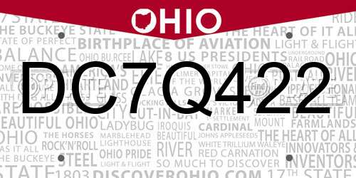 DC7Q422 Ohio License Plate