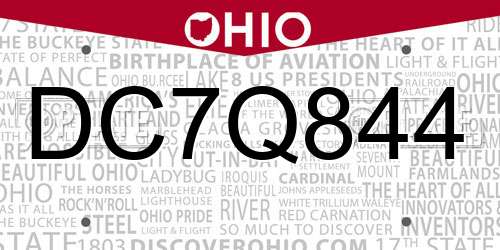 DC7Q844 Ohio License Plate