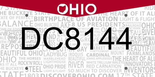 DC8144 Ohio License Plate