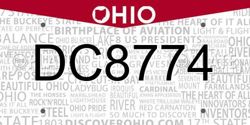 DC8774 Ohio License Plate