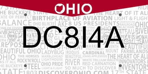 DC8I4A Ohio License Plate