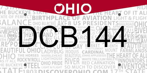 DCB144 Ohio License Plate