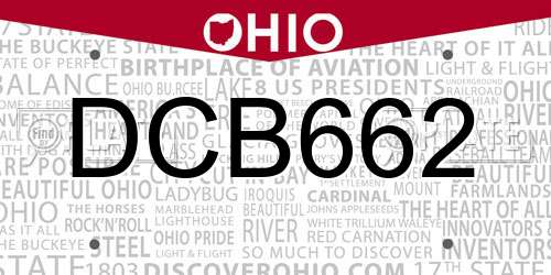 DCB662 Ohio License Plate