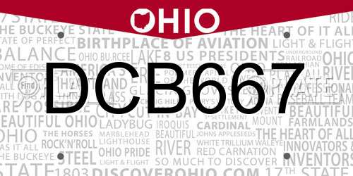 DCB667 Ohio License Plate