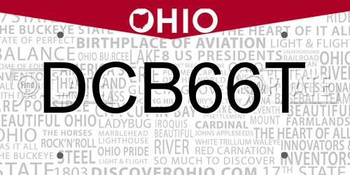 DCB66T Ohio License Plate