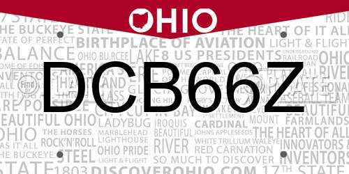 DCB66Z Ohio License Plate