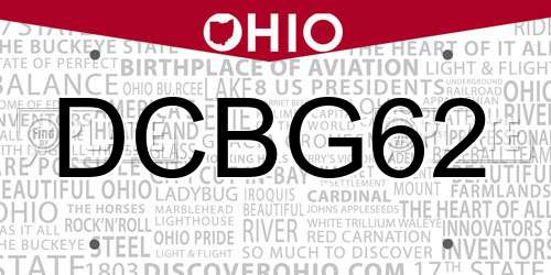 DCBG62 Ohio License Plate