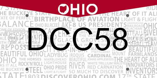 DCC58 Ohio License Plate