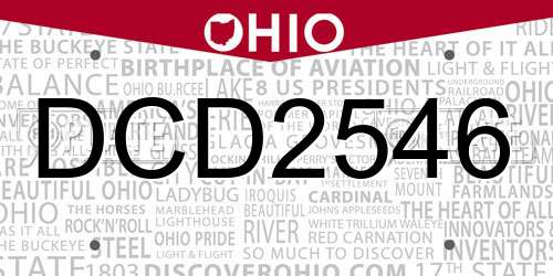 DCD2546 Ohio License Plate