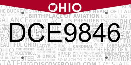 DCE9846 Ohio License Plate