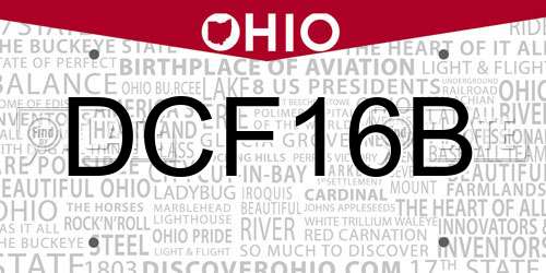 DCF16B Ohio License Plate