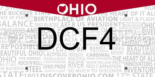 DCF4 Ohio License Plate