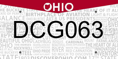 DCG063 Ohio License Plate
