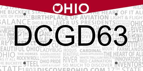 DCGD63 Ohio License Plate