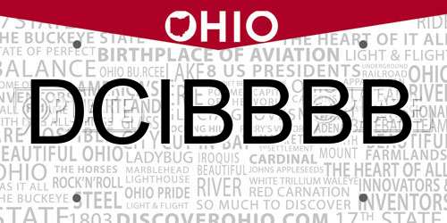 DCIBBBB Ohio License Plate