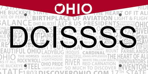 DCISSSS Ohio License Plate