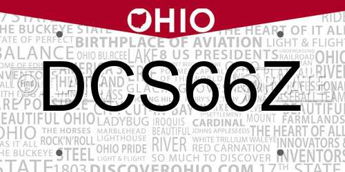 DCS66Z Ohio License Plate
