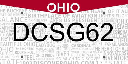 DCSG62 Ohio License Plate