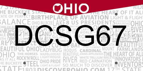 DCSG67 Ohio License Plate
