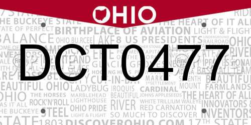 DCT0477 Ohio License Plate