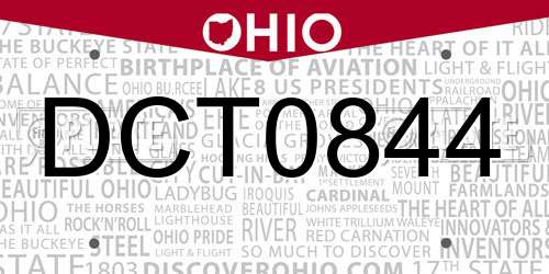 DCT0844 Ohio License Plate