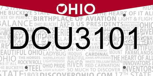 DCU3101 Ohio License Plate
