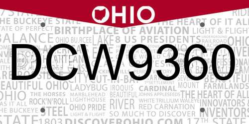 DCW9360 Ohio License Plate
